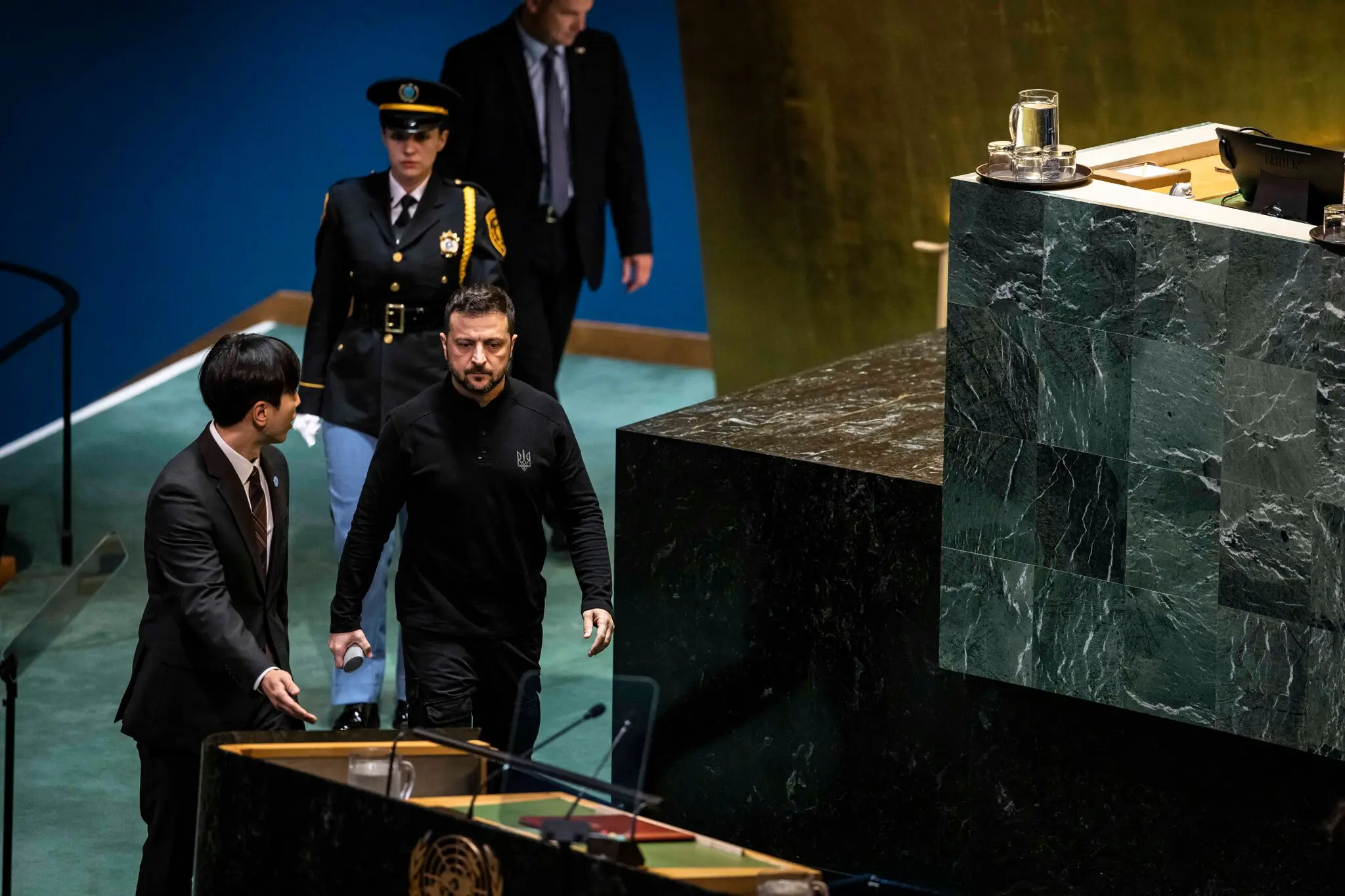 Президент України Володимир Зеленський у середу в штаб-квартирі ООН у Нью-Йорку